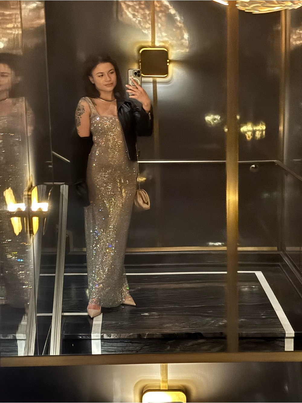 Sparkle Mesh Slip Dress - Silver - Picture 3 of 4